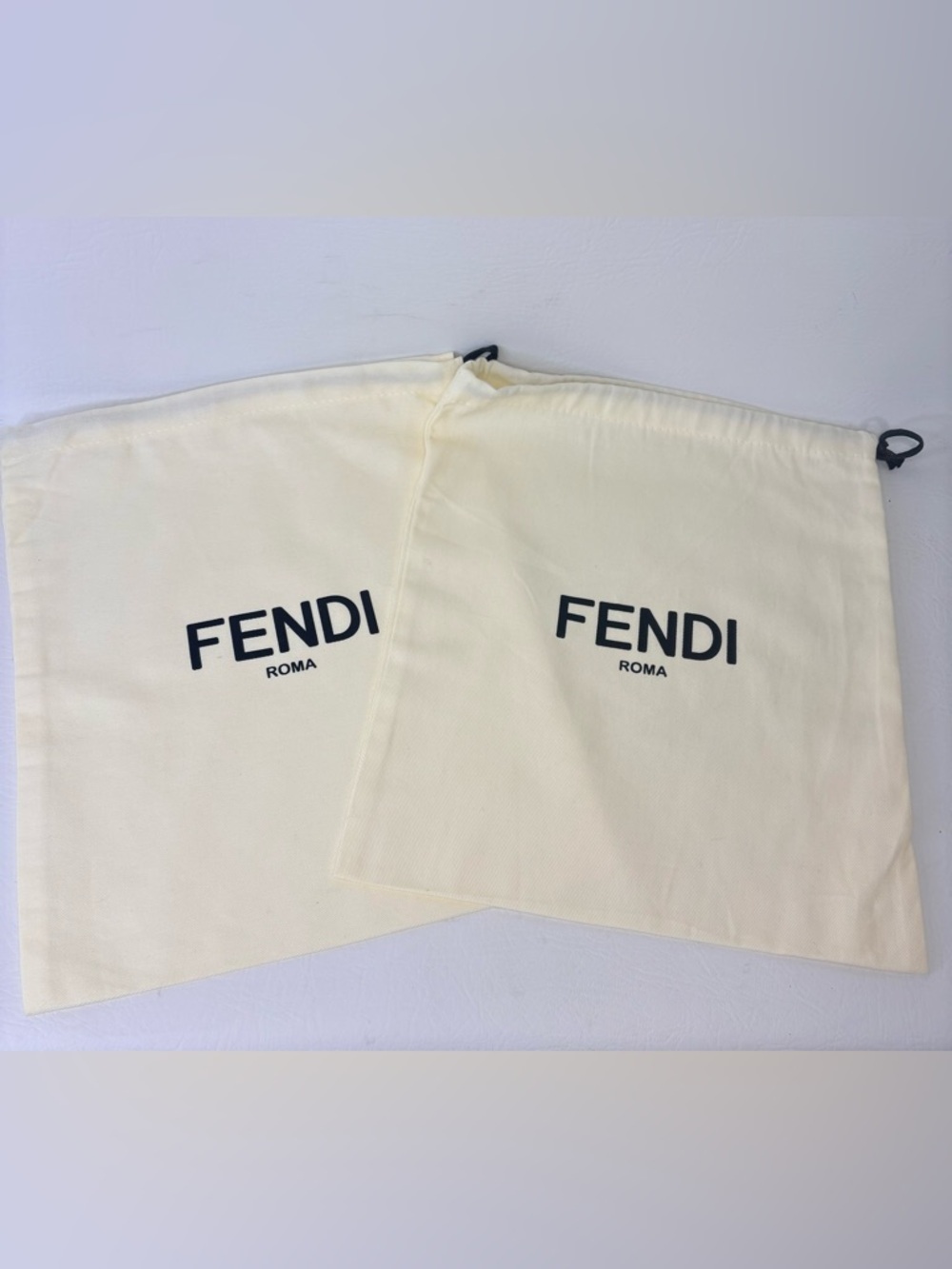 Authentic Fendi Roma Dust Bag Set (2) – Large Cream Drawstring Storage Bags - Picture 1 of 3